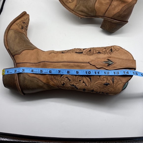 CORRAL Cowgirl Western Laser Tooled Snip Toe Boots Size 10M - Picture 12 of 14